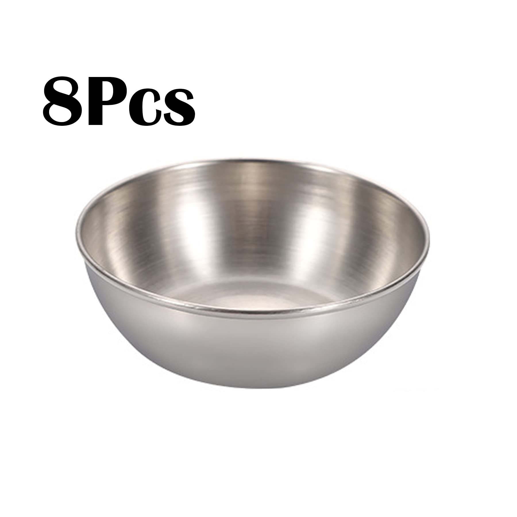 8 Pack 3.3 Inch Stainless Steel Mini Sauce Dishes - Round Individual Dipping Bowls for Sushi, Soy Sauce, BBQ, Desserts & Appetizers | Perfect for Restaurants, Home Kitchens & Party Serving (Silver)