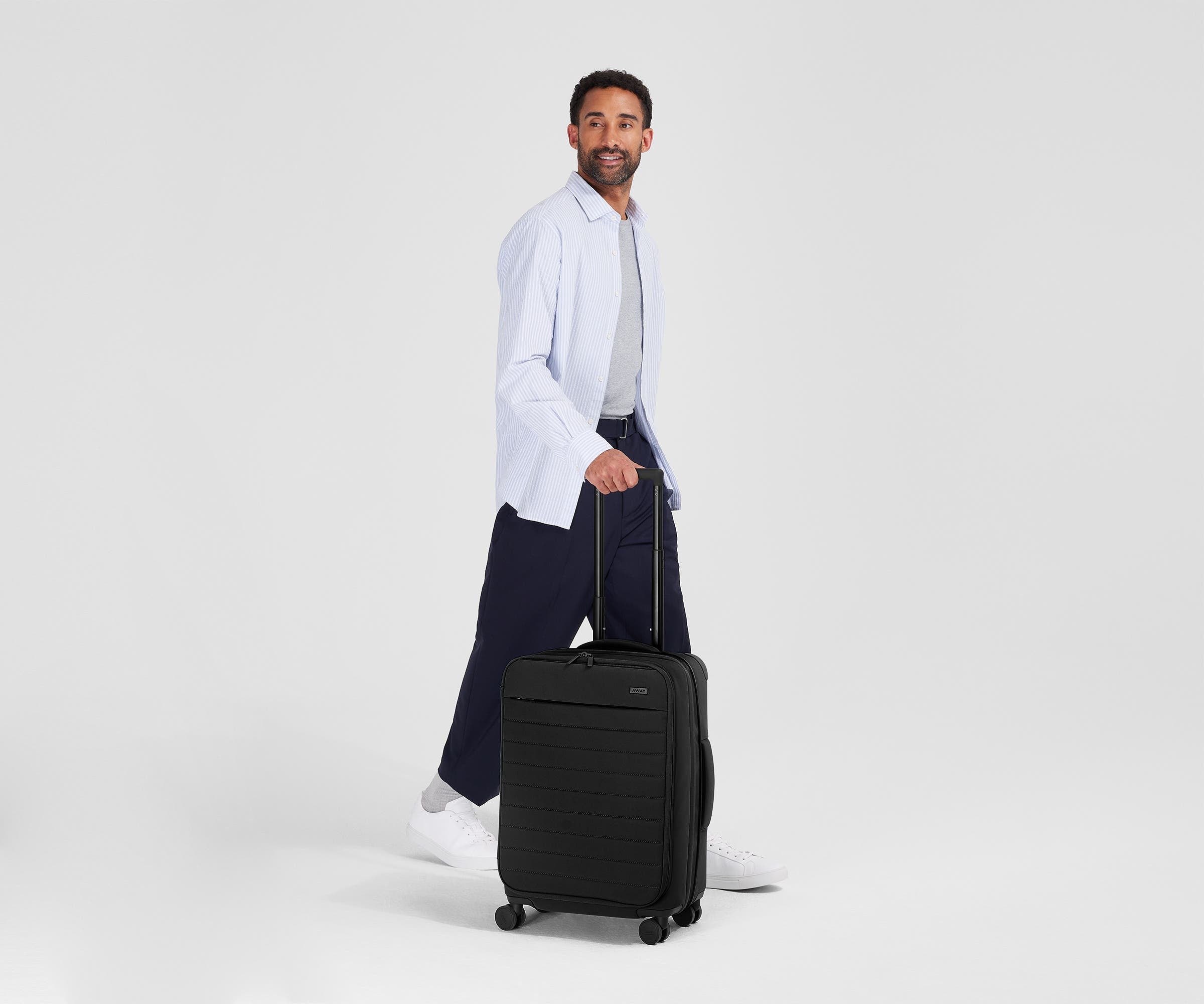 Jet Black Softside Bigger Carry On Luggage - Lightweight Expandable Suitcase for Air Travel & Weekend Getaways