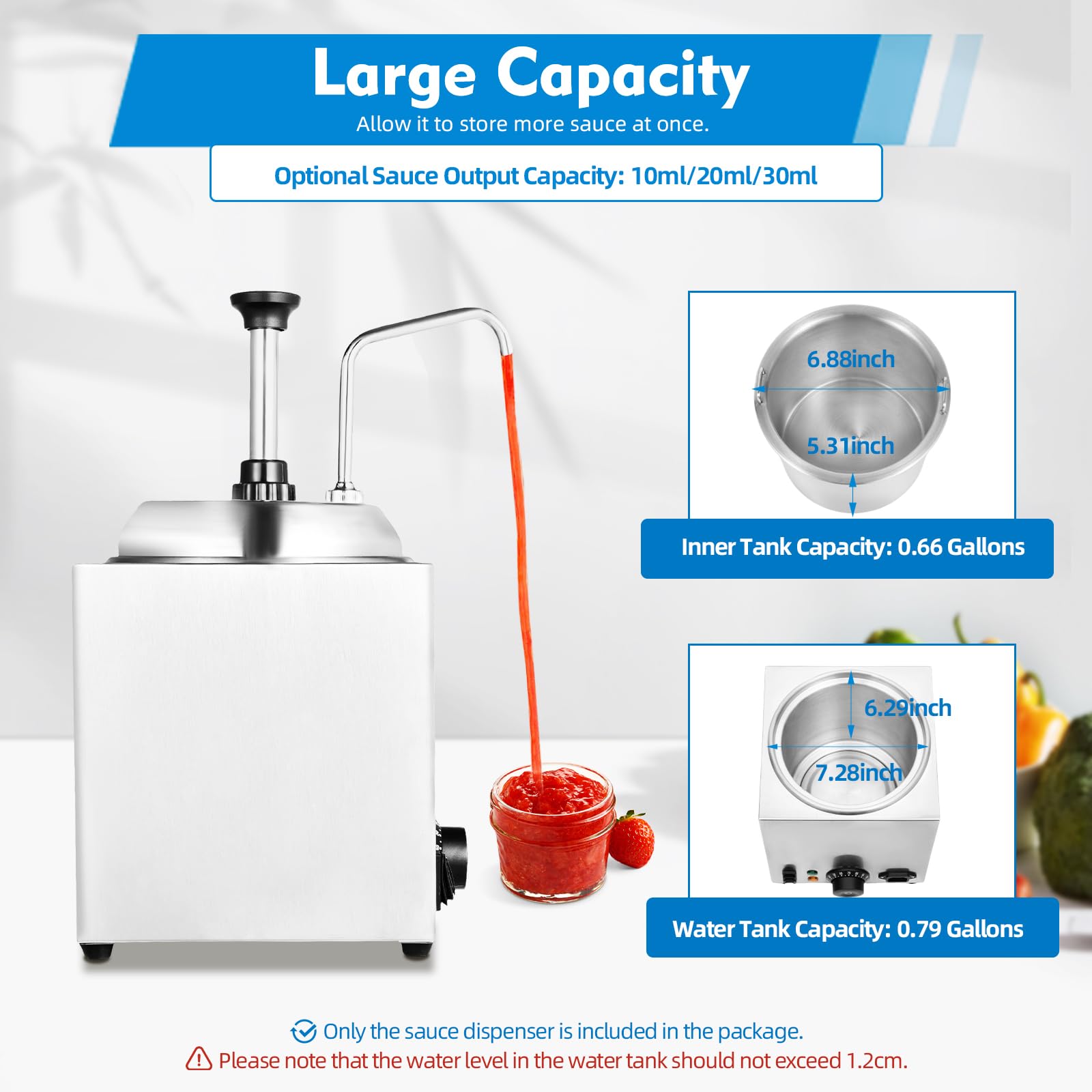 Stainless Steel Cheese Warmer with Pump - 2.6Qt Electric Nacho Cheese Dispenser & Hot Fudge Warmer, 650W Adjustable Temperature (30-110°C) for Nachos, Salad, Jam, Seasoning Sauce - Perfect for Parties, Restaurants & Catering Events