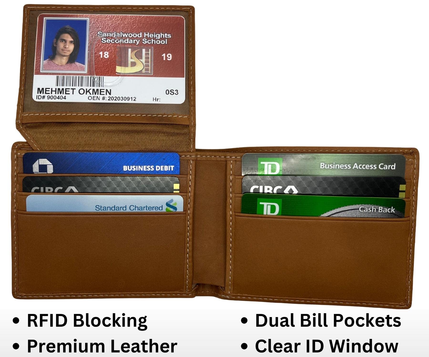 Premium Genuine Leather RFID Blocking Bifold Wallet for Men - Personalized Engraved ID Window - Luxury Gift Box (Brown) | Ideal for Everyday Carry, Business Travel & Father's Day Gifts