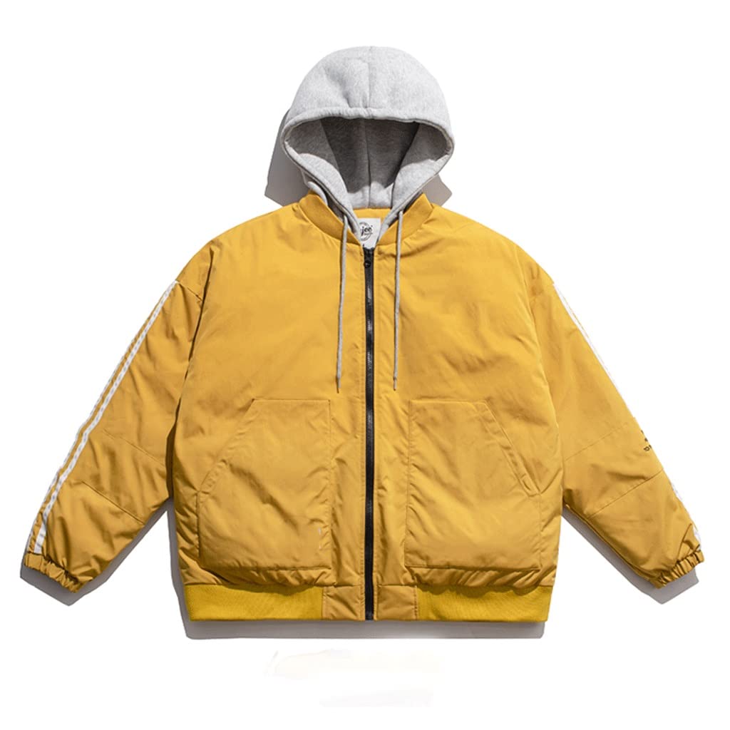 HTKLCZ Men's Cotton Hooded Jacket - Winter Warm Loose Fit Casual Outerwear, Breathable Comfortable Pullover Coat (Color: A, Size: XXL) | Perfect for Outdoor Activities, Daily Wear & Cold Weather Protection