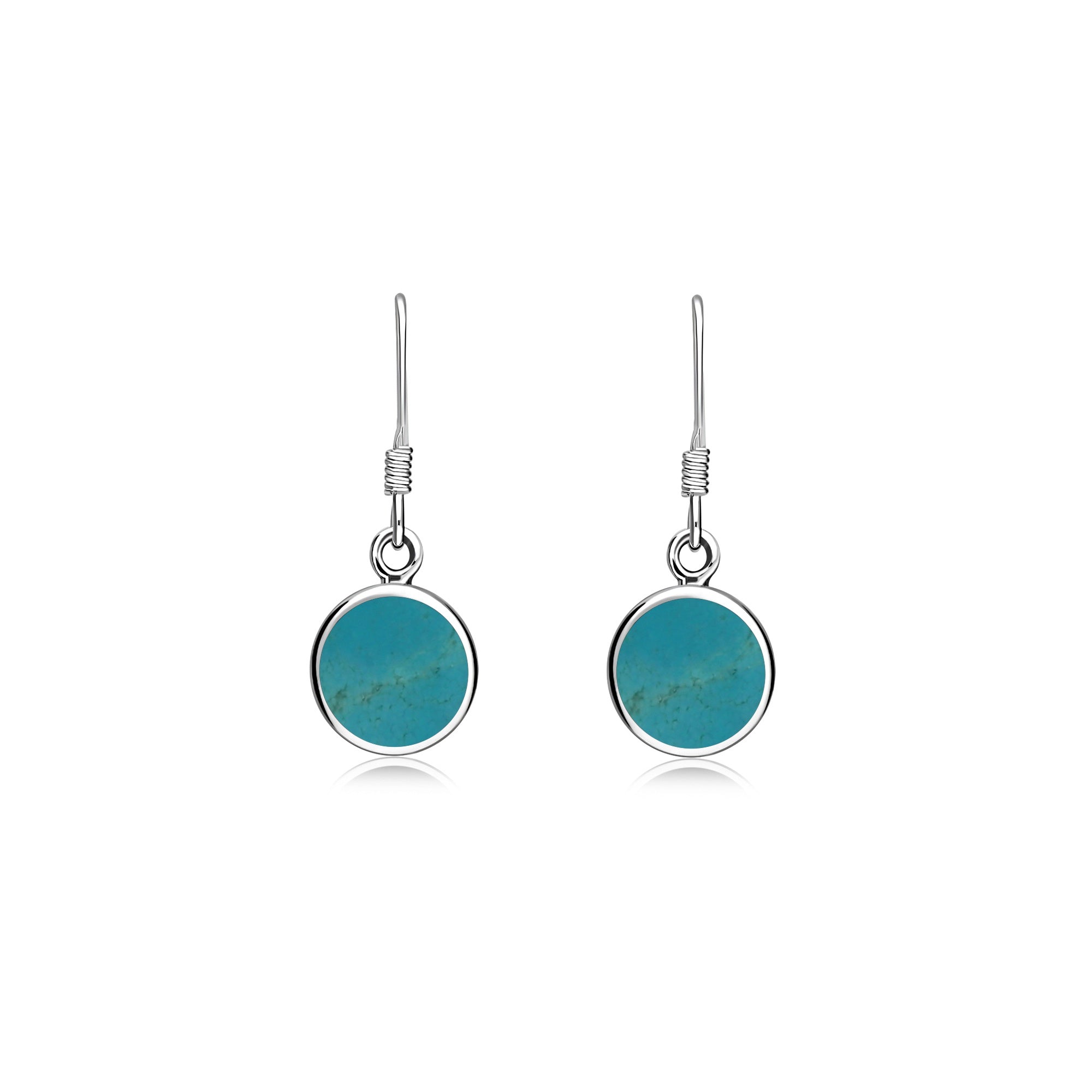 Sterling Silver Turquoise Round Drop Earrings for Women | Handmade Native American Jewelry | Perfect for Boho, Casual & Formal Occasions
