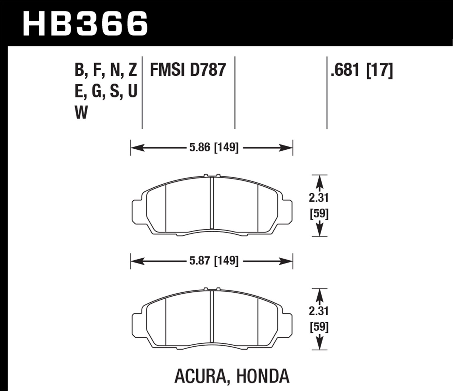 HB366G.681 DTC-60 High Performance Motorsport Brake Pads - Racing, Track Day & High-Speed Driving for Sports Cars