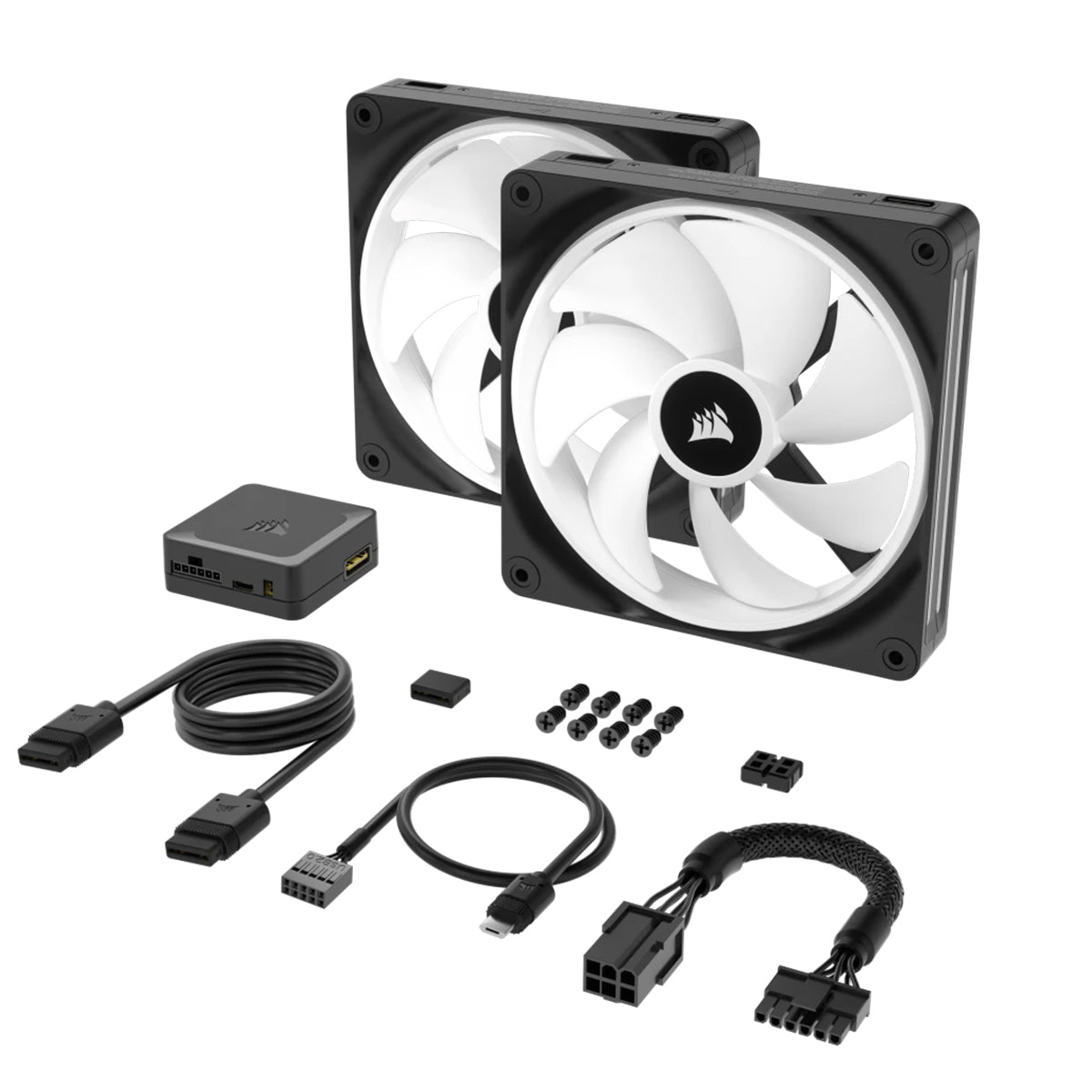 Corsair iCUE LINK QX140 RGB 140mm Magnetic Dome RGB PC Cooling Fan - Dual Fan Kit (White) - Perfect for Gaming PC Builds & Custom Liquid Cooling Systems