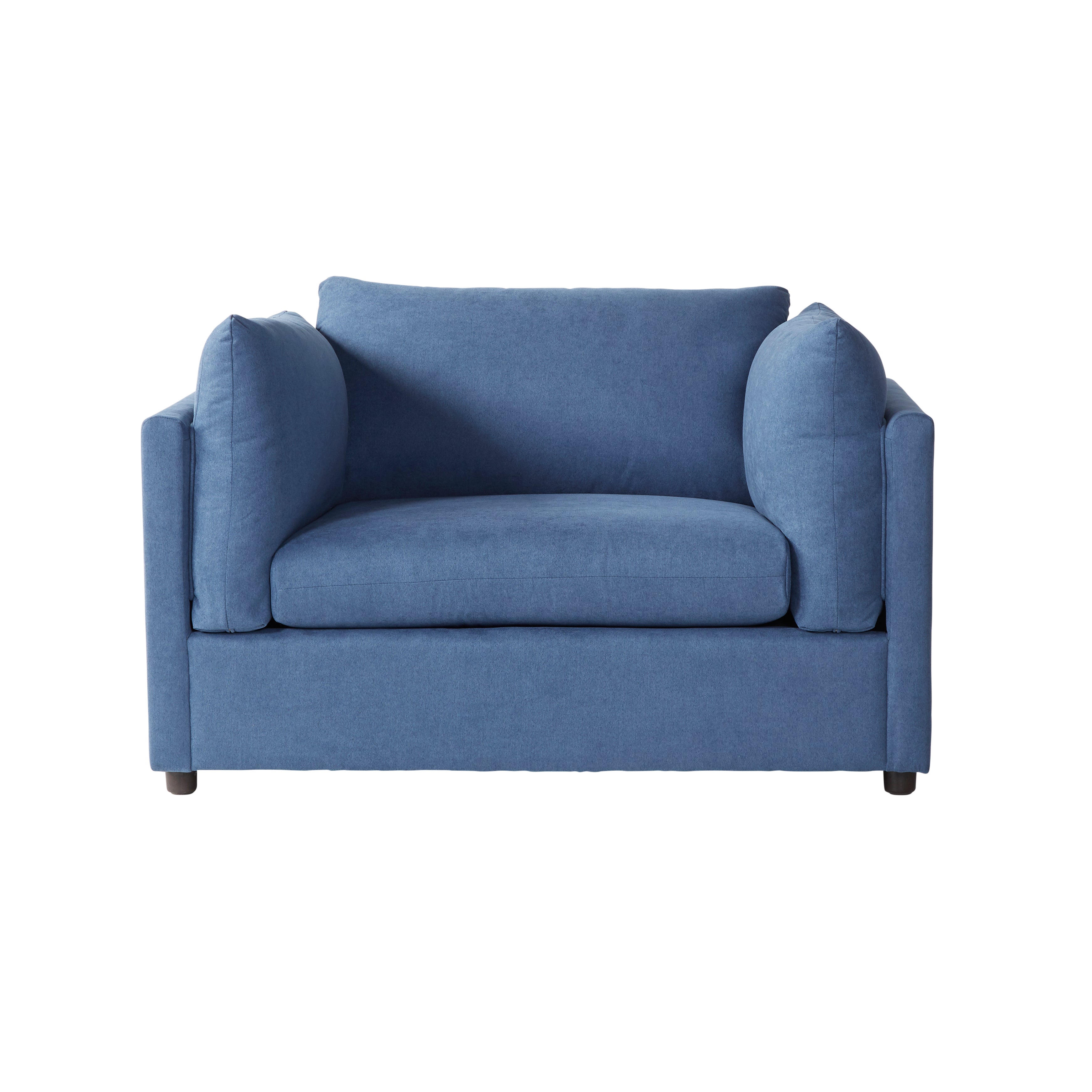 Roundhill Furniture Enda Oversized Pillow Back Cuddler Arm Chair - Plush Comfort for Living Room, Bedroom & Reading Nook - Navy Blue Upholstered Lounge Chair for Relaxing & Lounging