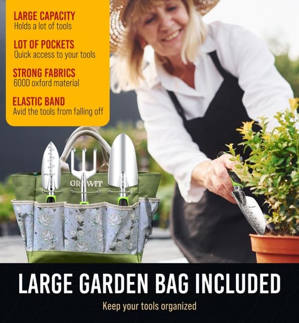 Premium 22-Piece Heavy Duty Garden Tools Set - Rust Proof, Non-Slip, Ergonomic Hand Tools for Women - Durable Gardening Supplies for Planting, Weeding & Landscaping - Perfect Gardening Gifts for Mom & Outdoor Enthusiasts