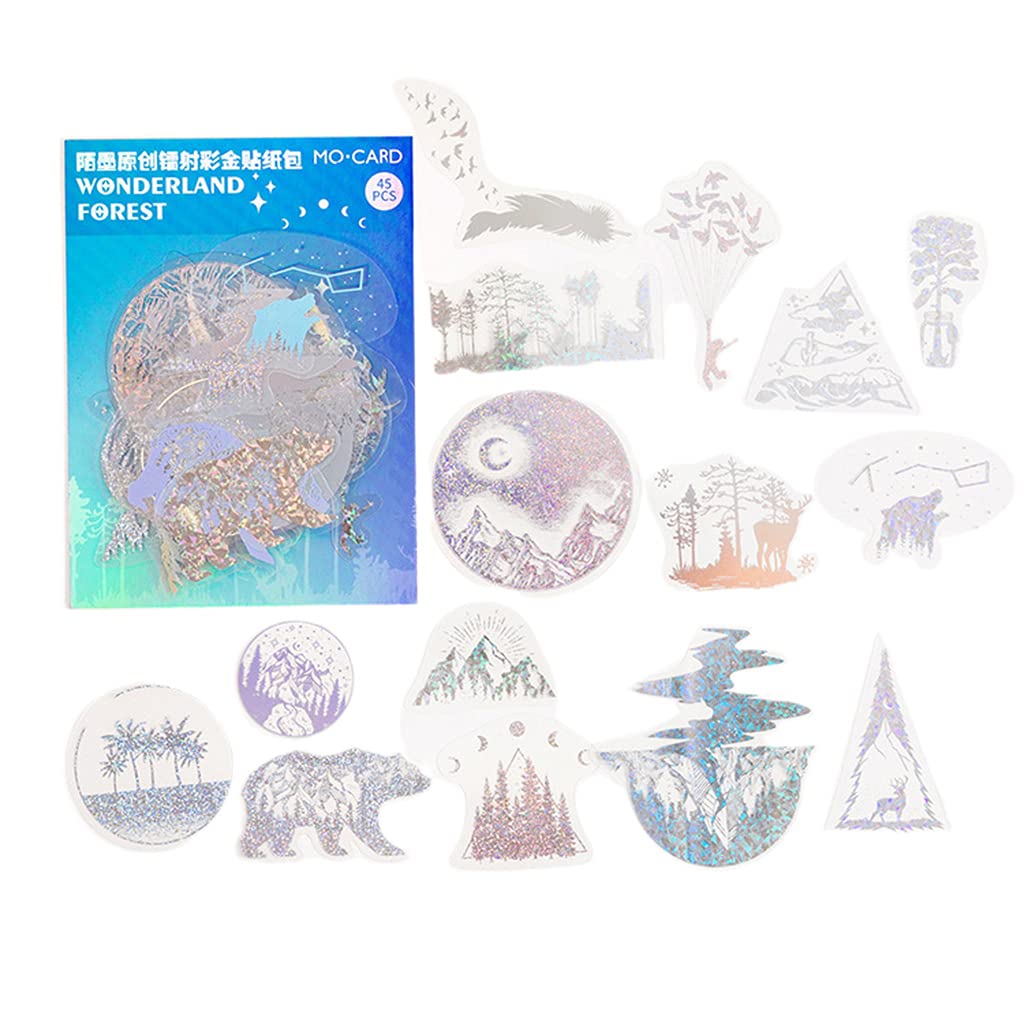 Asukohu 45Pcs Scrapbook Stickers Set - Glossy Hollow-Out Animal & Ribbon Bow Stickers for DIY Journaling, Card Making, Gift Wrapping & Home Decoration