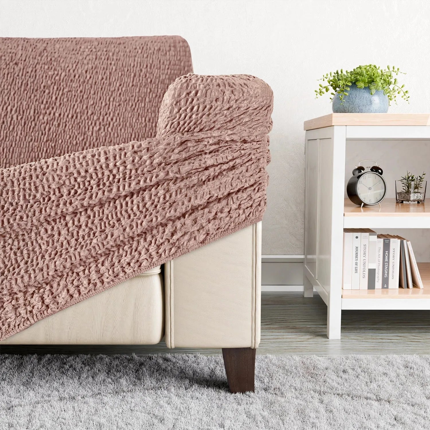 Velvet Reclining Armchair Slipcover - Soft Stretch Fabric Cover for Living Room, Bedroom, or Office - Easy to Install & Machine Washable