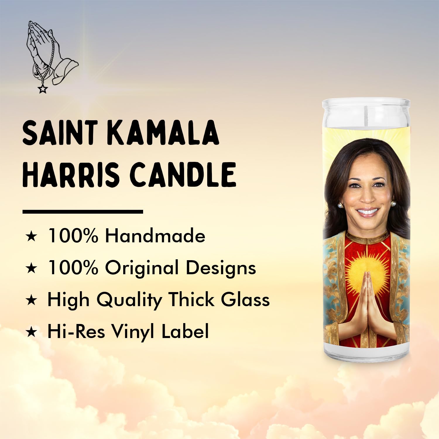 Kamala Celebrity Candles - Handmade Soy Wax Votive Candles in Glass Jars - Unique White Candles for Home Decor, Wedding Favors & Relaxation Gifts - Perfect Novelty Gift Idea 2024