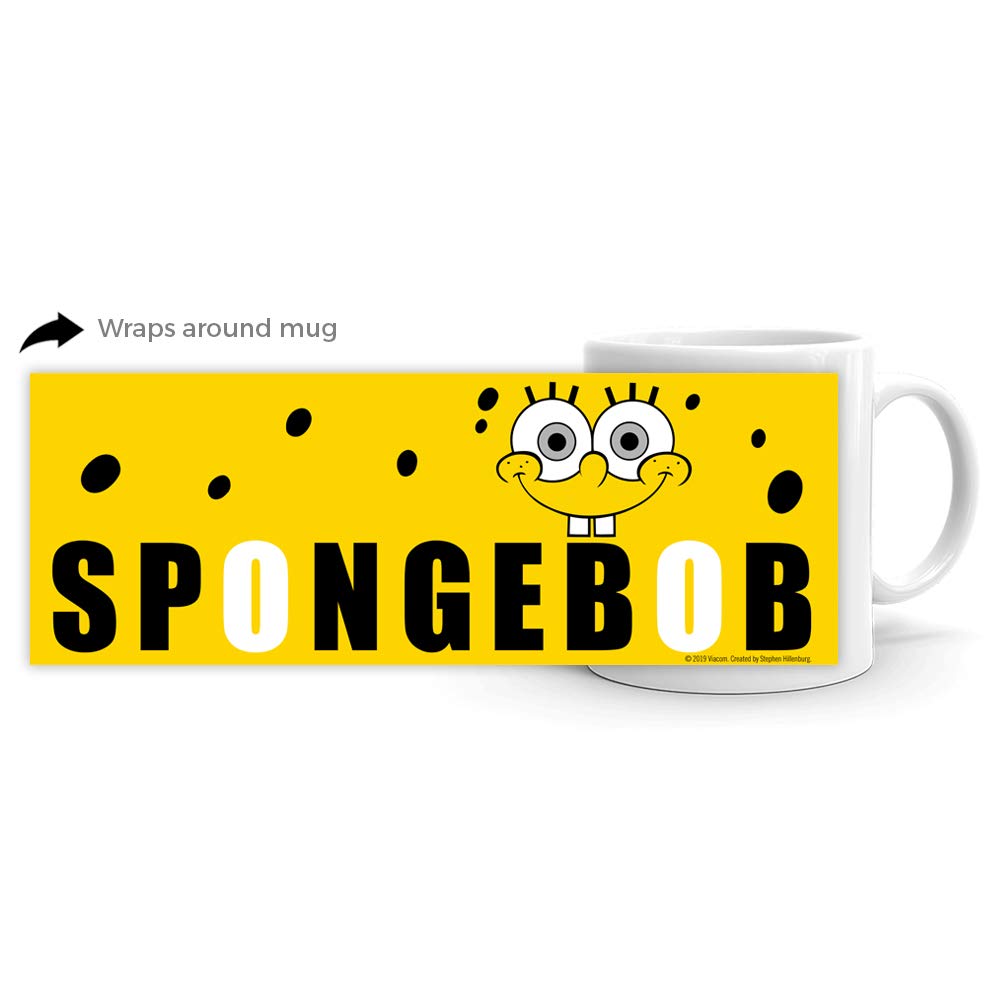 Official SpongeBob SquarePants 11oz Coffee Mug - Cartoon Character Ceramic Cup for Hot & Cold Drinks - Perfect for Home, Office, or Gift Giving