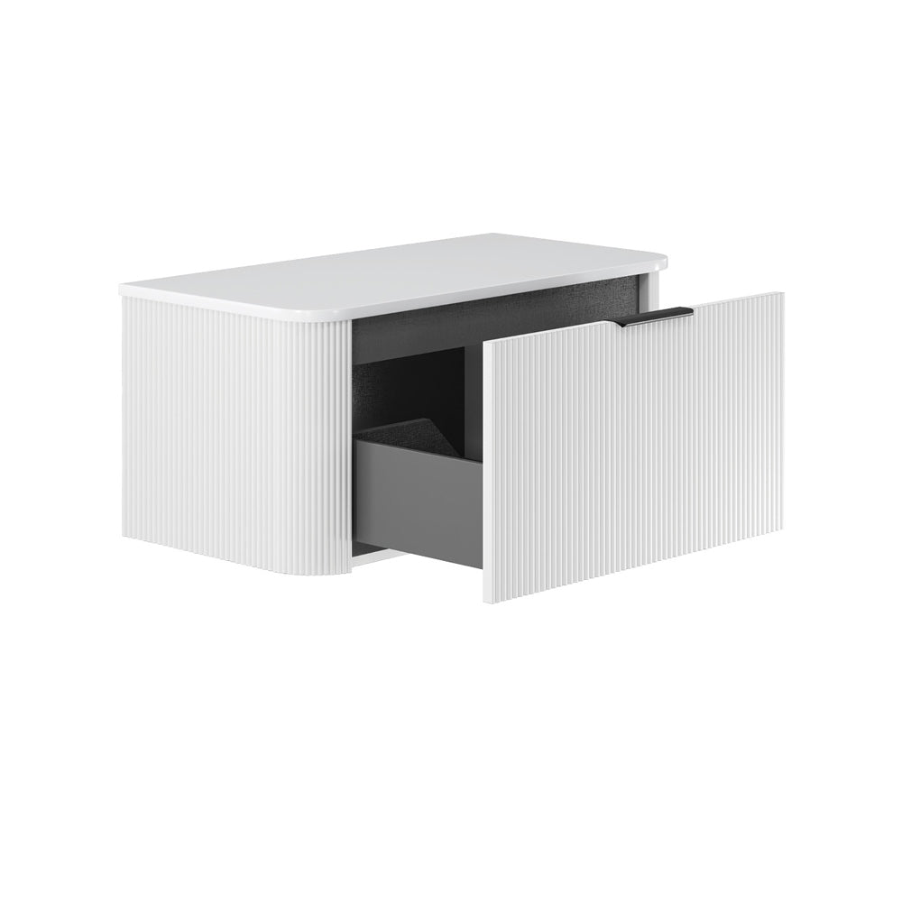 Fienza 90UW C Minka Curved Satin White 900 Wall Mounted Bathroom Vanity Cabinet - Perfect for Modern Bathroom Storage & Organization