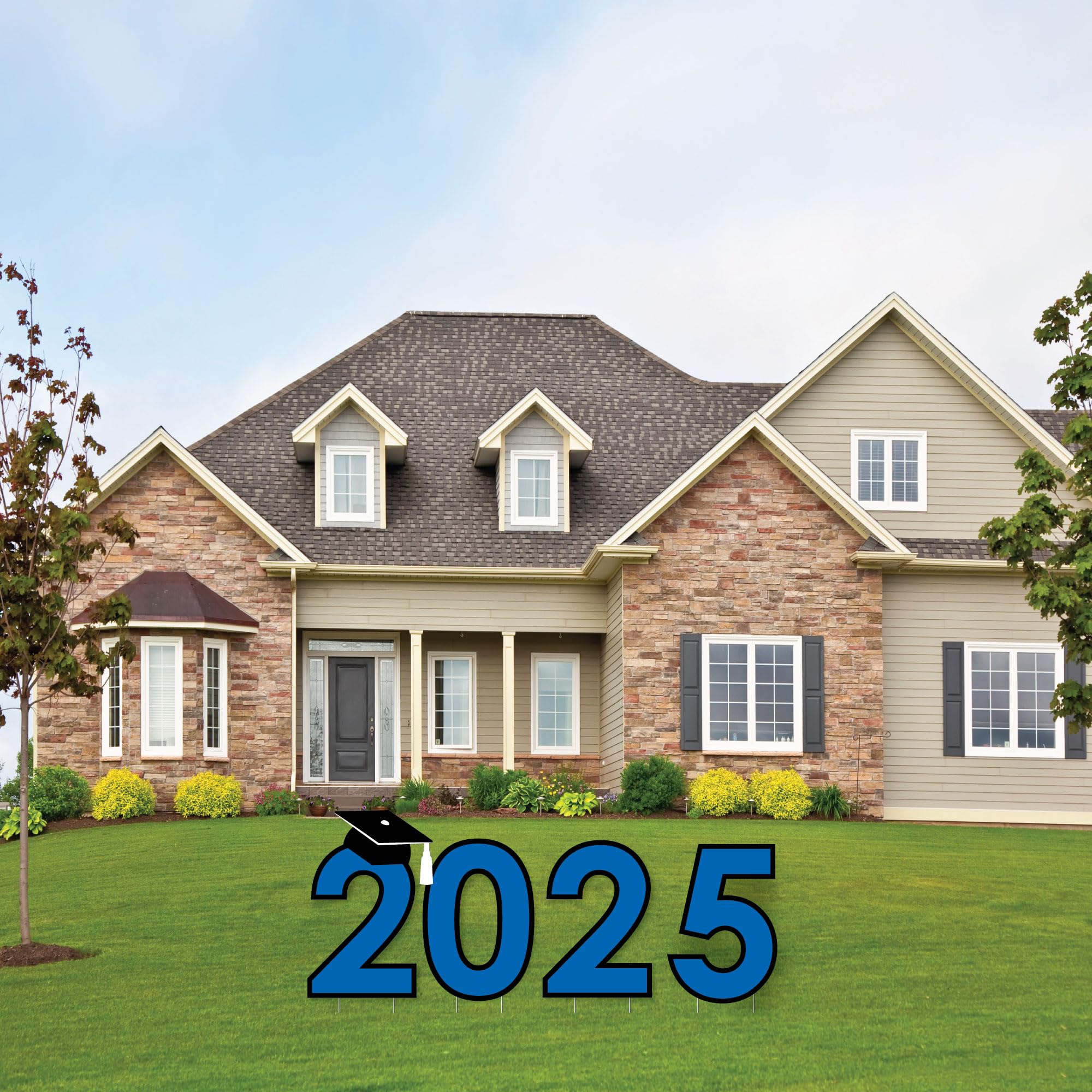 Big Dot of Happiness Blue 2025 Graduation Party Yard Signs - Outdoor Lawn Decorations for 2025 Graduates - Perfect for Backyard Celebrations & Photo Backdrops