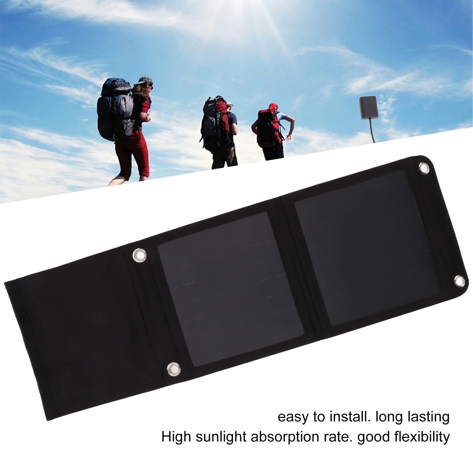 EVTSCAN 12W 5V Portable Foldable Solar Panel with USB Output - Lightweight Polycrystalline Solar Charger for Camping, Hiking, Emergency Power (Compatible with Smartphones, Laptops, Smartwatches, LED Flashlights)