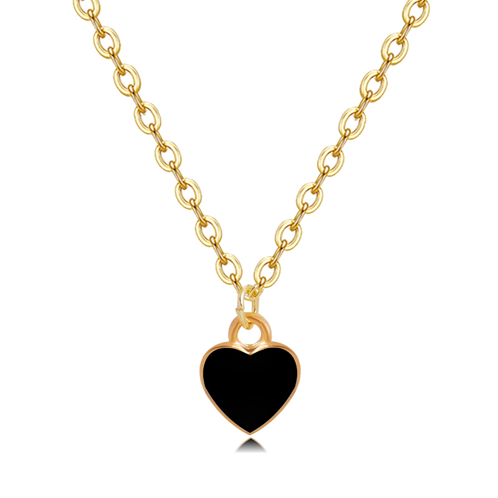 HUASAI Tiny Heart Pendant Necklace for Women - Dainty Love Heart Jewelry Gift for Her - Perfect for Valentine's Day, Anniversary & Romantic Occasions