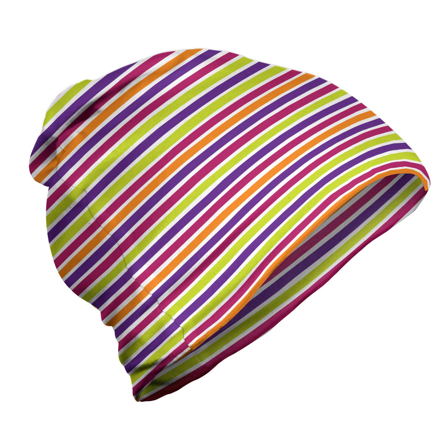 Ambesonne Unisex Beanie - Colorful Straight Stripes Winter Hat for Men & Women - Warm Knit Beanie for Hiking, Skiing, and Outdoor Activities