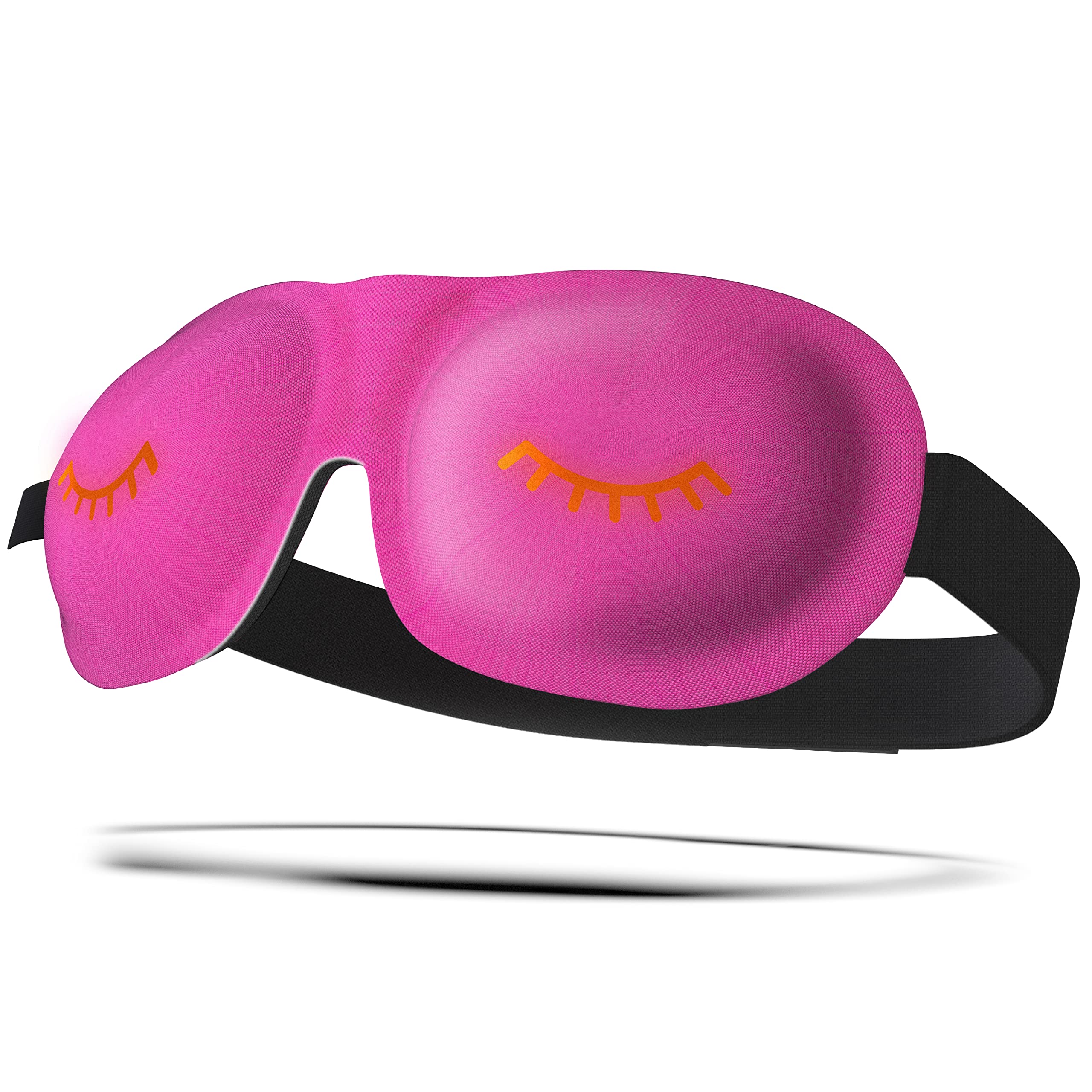 SMUG 100% Blackout Sleep Mask - Eyelash Friendly Eye Cover for Men & Women | Contoured Design for Deep Sleep & Travel | Adjustable Strap Blindfold | Perfect for Night Sleep, Naps, Airplane & Hotel Use (Pink Wink)