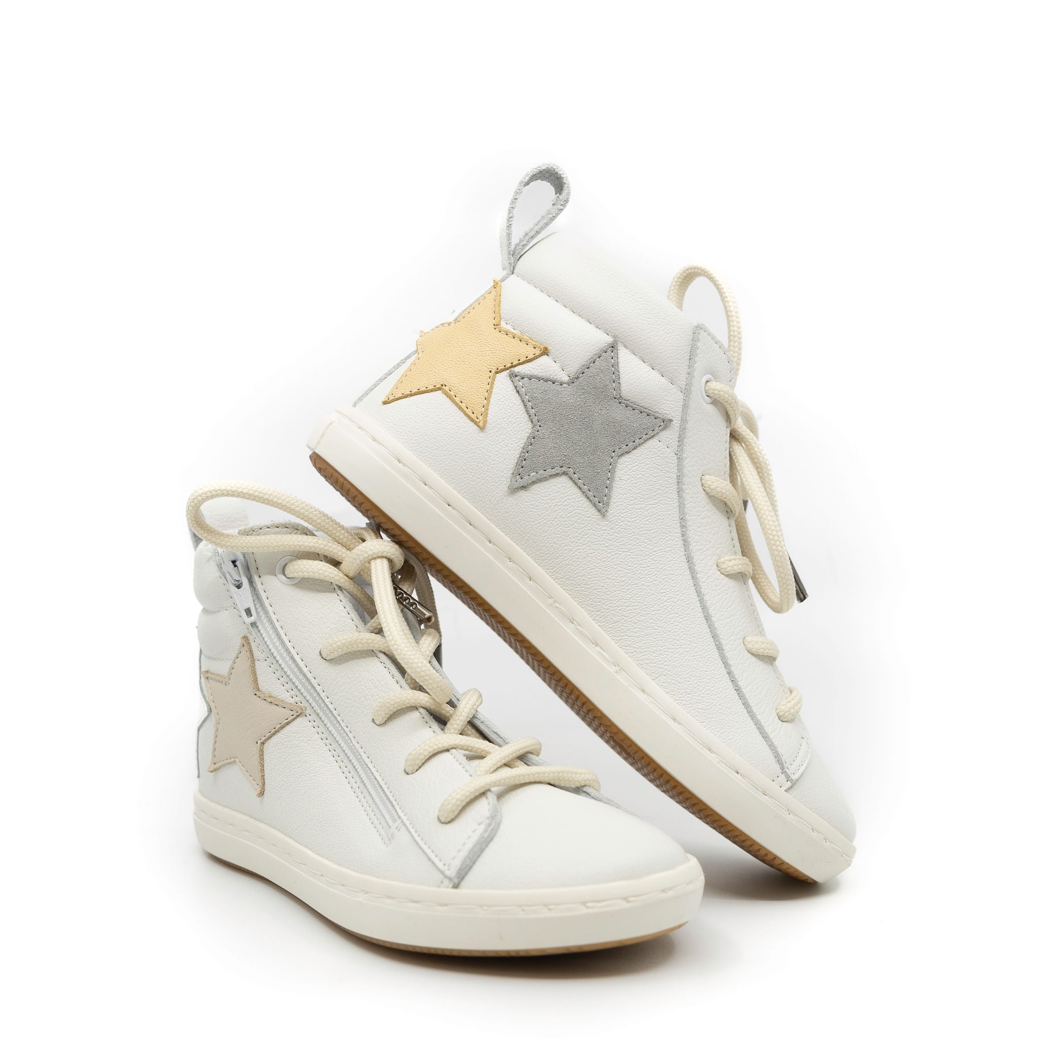 Baby Walker White Star High Top Sneakers for Toddlers - Comfortable & Stylish First Walking Shoes for Boys & Girls - Perfect for Indoor Play, Outdoor Adventures & Special Occasions