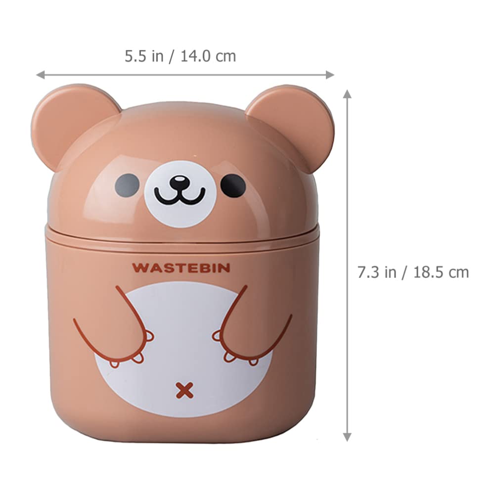 NUOBESTY Mini Desk Trash Can - Cute Bear-Shaped Garbage Bin with Lid, Small Wastebasket for Office, Bathroom & Kitchen (Brown) | Perfect for Desktop, Countertop & Home Organization