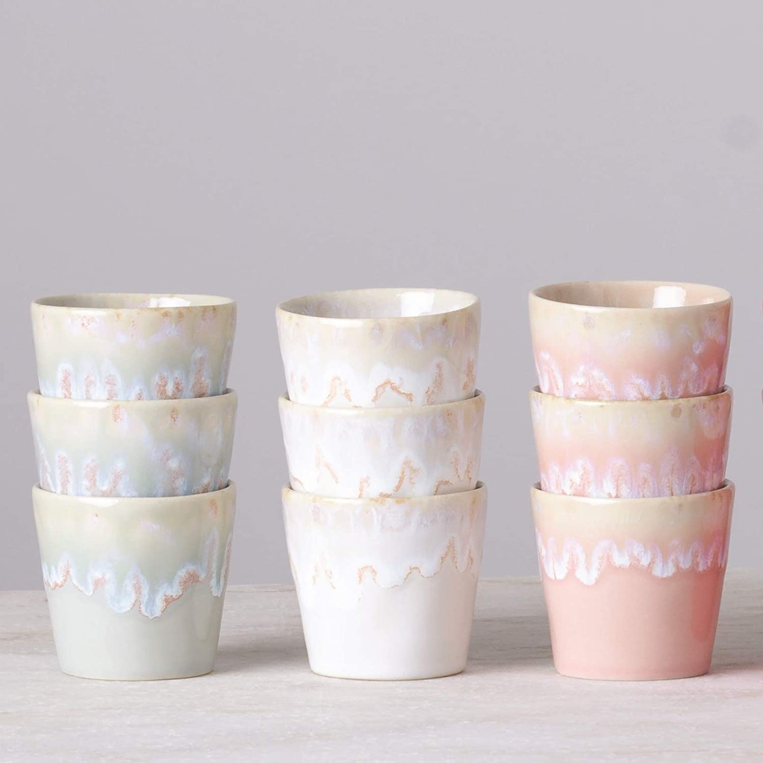 COSTA NOVA Stoneware Ceramic Espresso Cups Set of 2 - 3 oz Yellow Grespresso Collection - Perfect for Home Coffee Bar, Italian Cafe Style, and Gift Giving