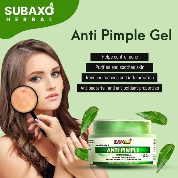Subaxo Anti Acne & Pimple Removal Face Gel - Hydrating Treatment for Acne Marks & Dark Spots with Neem Extracts - Reduces Redness & Inflammation for Women & Men (50ml) - Perfect for Daily Skincare & Post-Breakout Care
