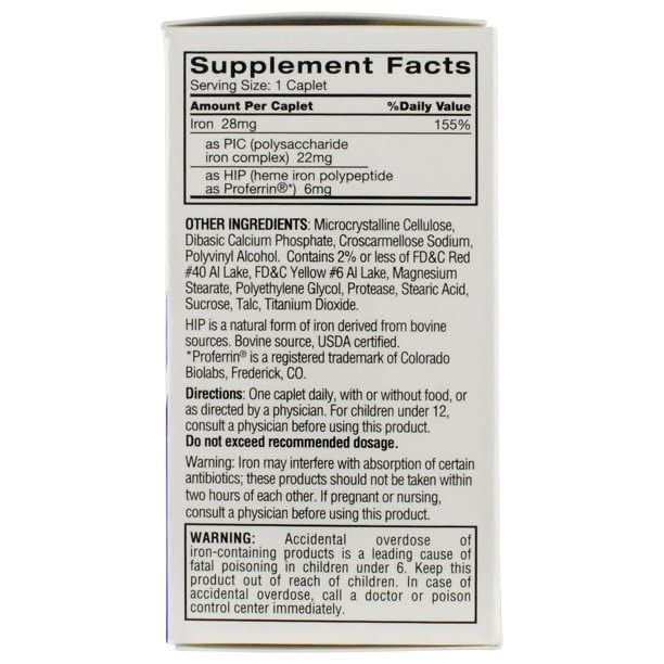 Feosol Bifera Iron Caplets - Complete Iron Supplement (30 Count, Pack of 5) for Energy Support & Healthy Blood - Ideal for Anemia Relief & Active Lifestyles