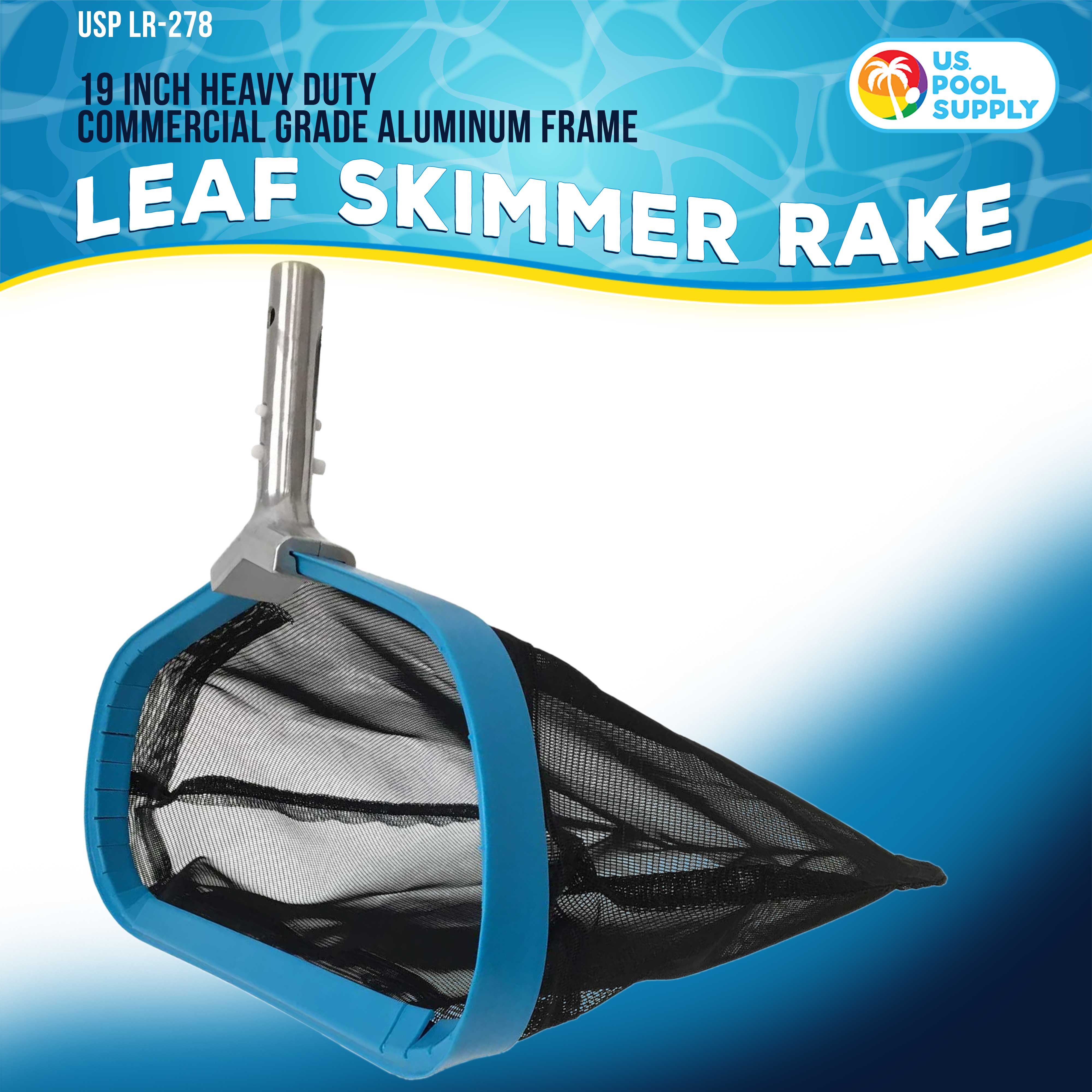 Professional Heavy Duty 19-Inch Swimming Pool Leaf Skimmer Rake with Reinforced Aluminum Frame - Deep Net Bag for Commercial & Residential Pools | Durable Pool Cleaning Tool for Leaves, Debris & Maintenance