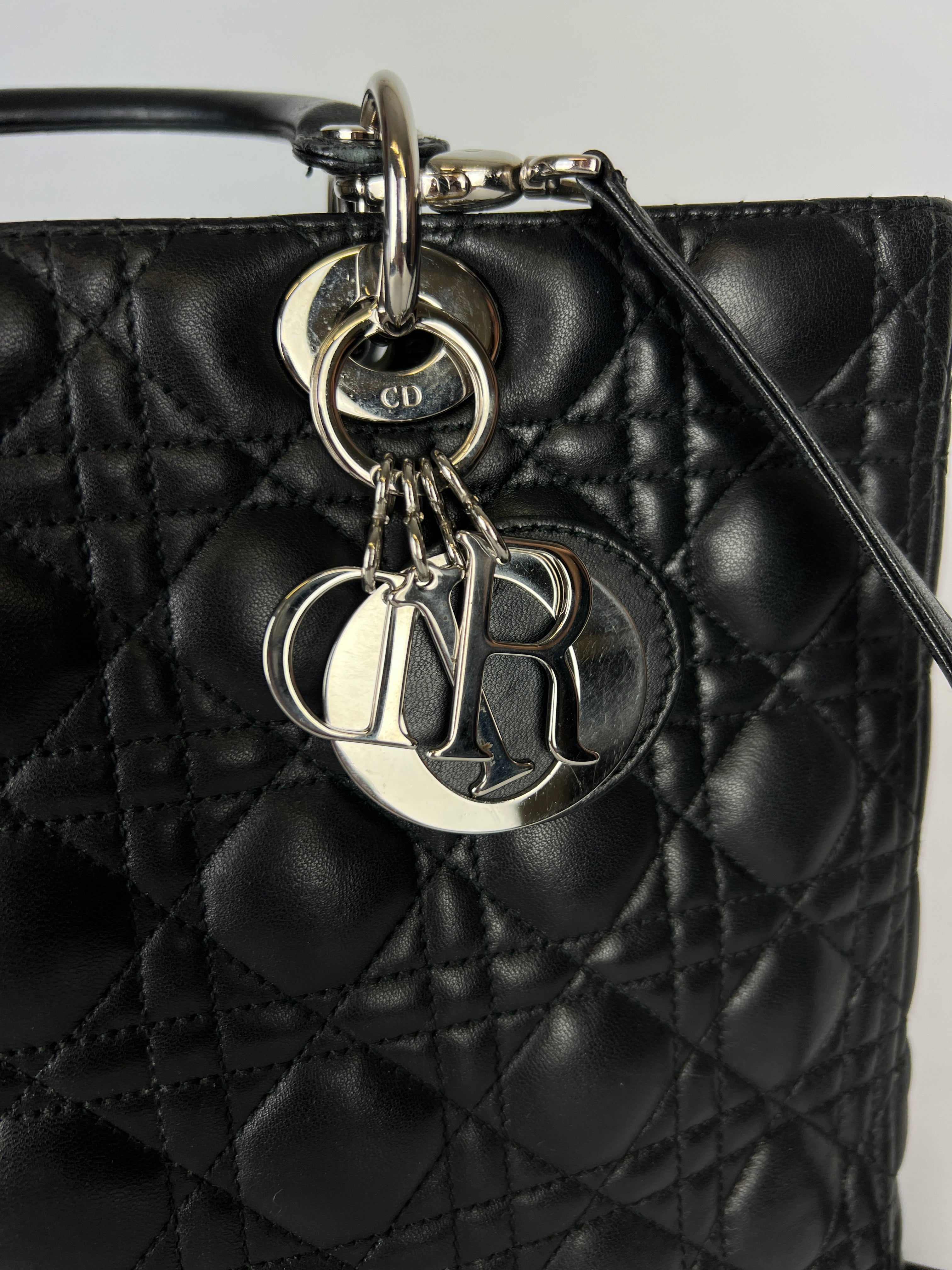 Dior Lady Large Black Leather Handbag - Luxury Designer Tote for Women | Perfect for Work, Travel & Evening Events