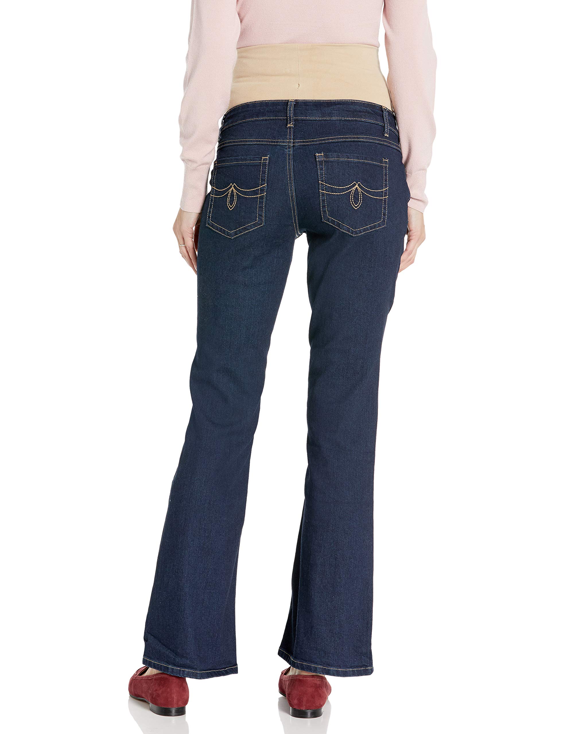 Three Seasons Maternity Women's Stretch Denim Flare Jeans with Belly Band - Dark Wash, Plus Size XX-Large - Comfortable Pregnancy Pants for Work, Casual & Everyday Wear