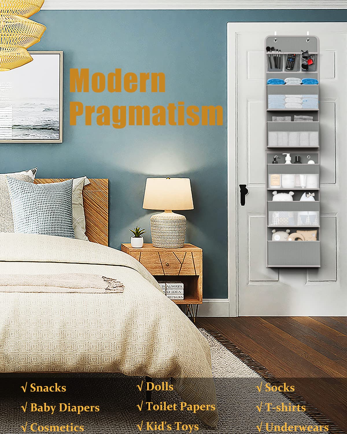6-Shelf Over Door Organizer for RV & Camper Storage - Grey Hanging Bathroom & Closet Organizer | Perfect for Toys, Diapers, Bedroom & Wall Mount Storage Behind Doors