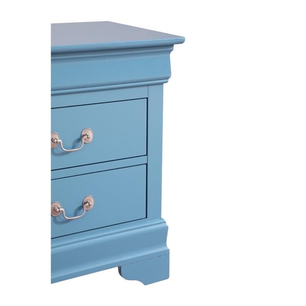 Glory Furniture Louis Phillipe 2-Drawer Nightstand in Teal - Modern Bedside Table for Bedroom, Guest Room & Nursery | Compact Storage with Smooth Gliding Drawers