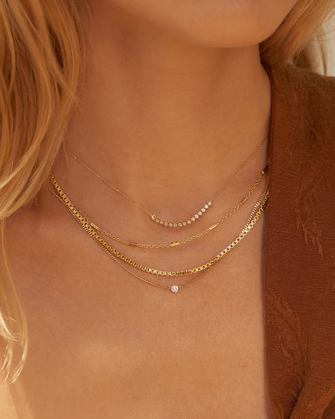 Elegant Diamond Cluster Row Necklace for Women - Sparkling Layered Pendant Jewelry for Weddings, Parties & Special Occasions