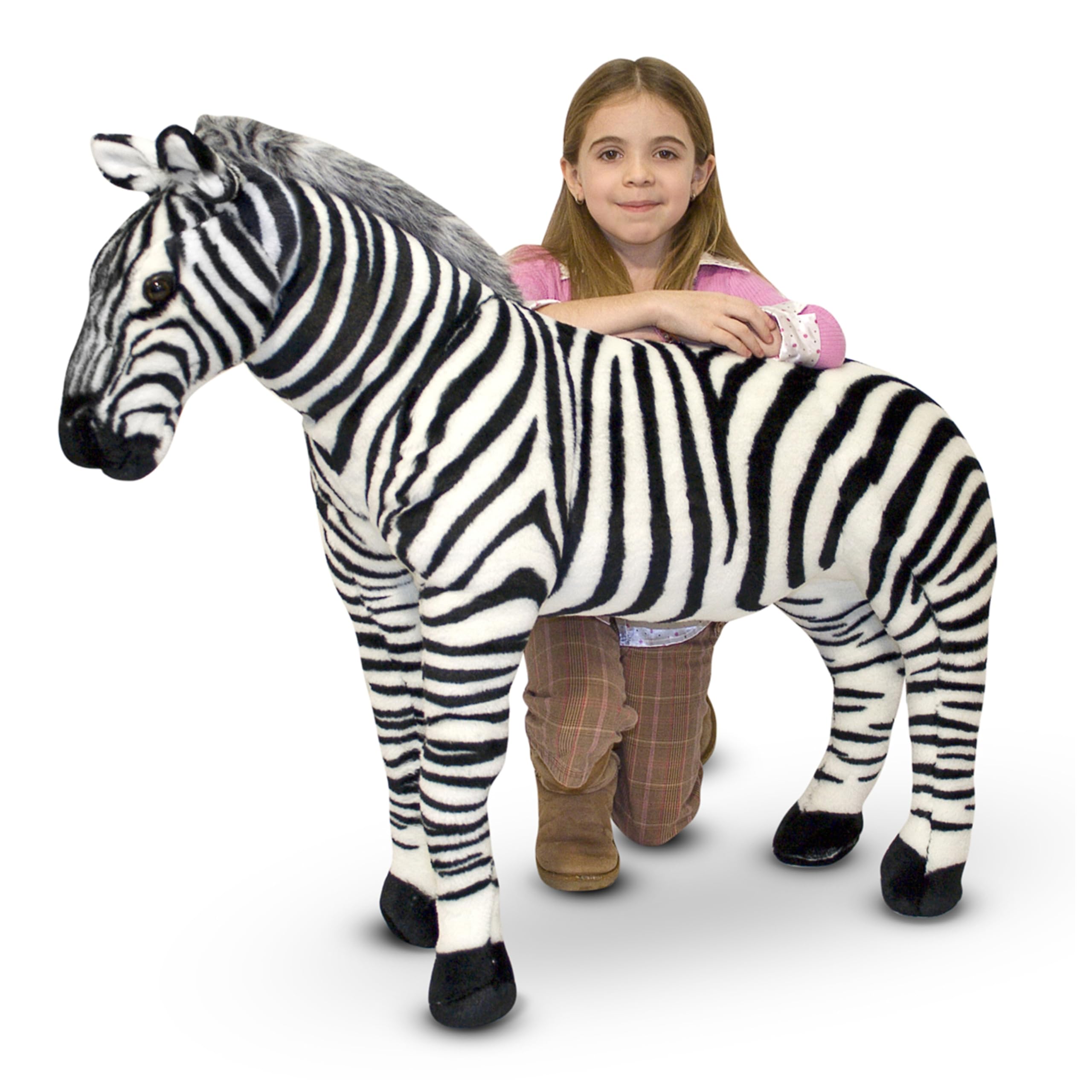 Melissa & Doug Giant Striped Zebra Plush Toy - 36 Inch Tall Lifelike Stuffed Animal for Kids, Nursery Decor & Safari Themed Bedroom