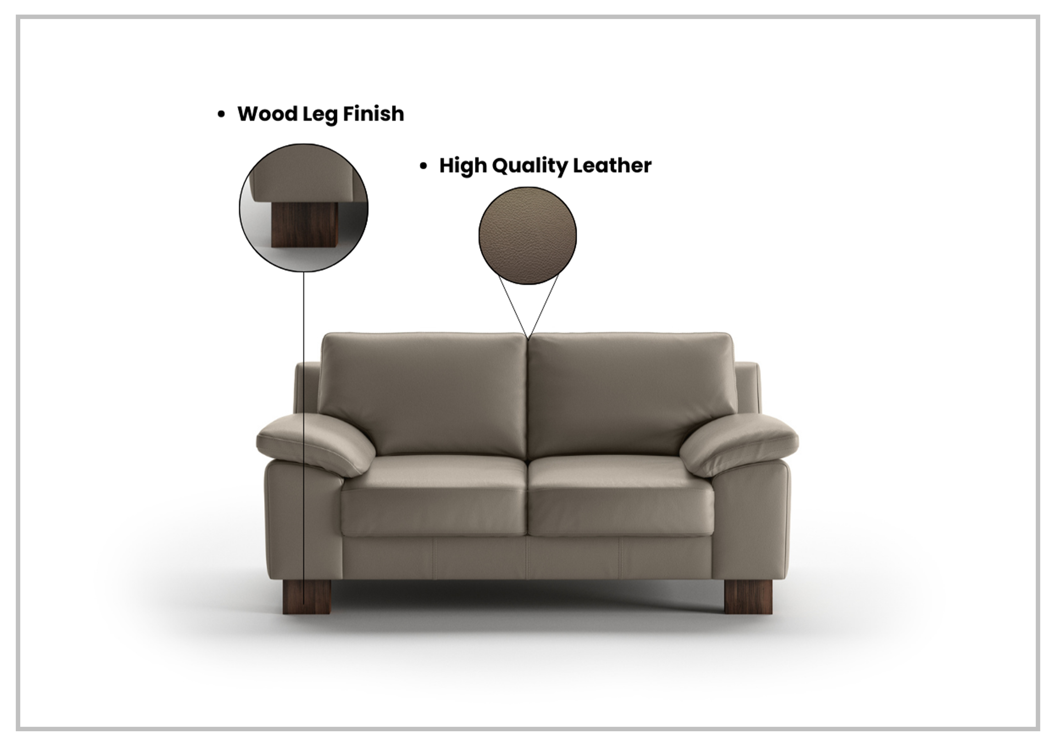 Premium Genuine Leather Poet Loveseat Sofa - Luxurious Two-Seater Couch for Living Room, Lounge & Reading Nook | Classic Design with Comfortable Cushions