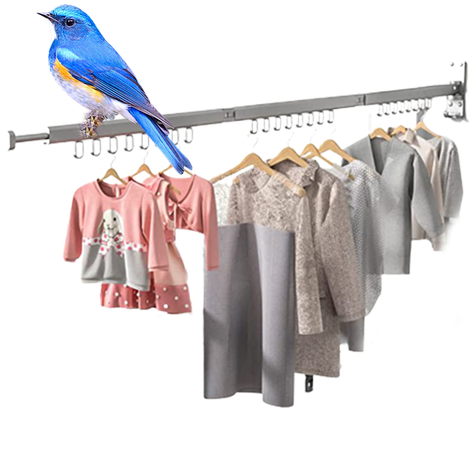 Wall Mounted Collapsible Clothes Drying Rack - 3-Tier Retractable Laundry Hanger for Balcony, Patio, Bedroom & Mudroom | Space-Saving Silver Drying Solution for Apartments & Small Homes
