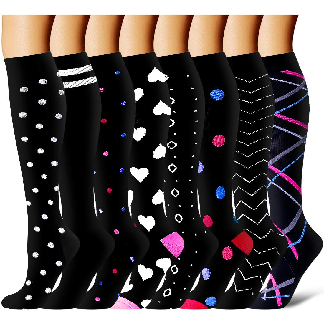 Best Compression Socks for Women & Men - Improved Blood Circulation & Leg Support - Ideal for Running, Sports, Nursing, Travel & Long Flights - Perfect for Athletes, Nurses & Frequent Travelers