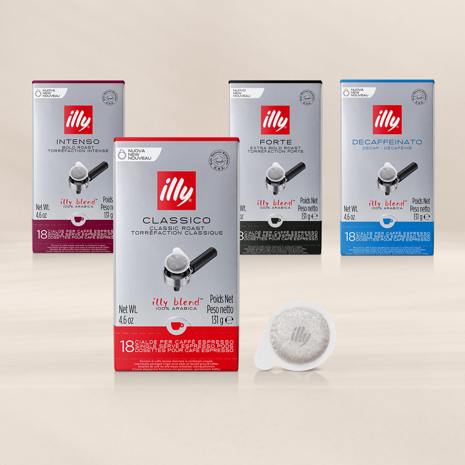 illy E.S.E. Coffee Pods - Intenso Dark Roast Single-Serve Capsules with Cocoa & Dried Fruit Notes - Compatible with E.S.E Coffee Machines - Rich Aroma & Full Body - 18 Count (12 Pack) - Perfect for Home, Office & Espresso Lovers