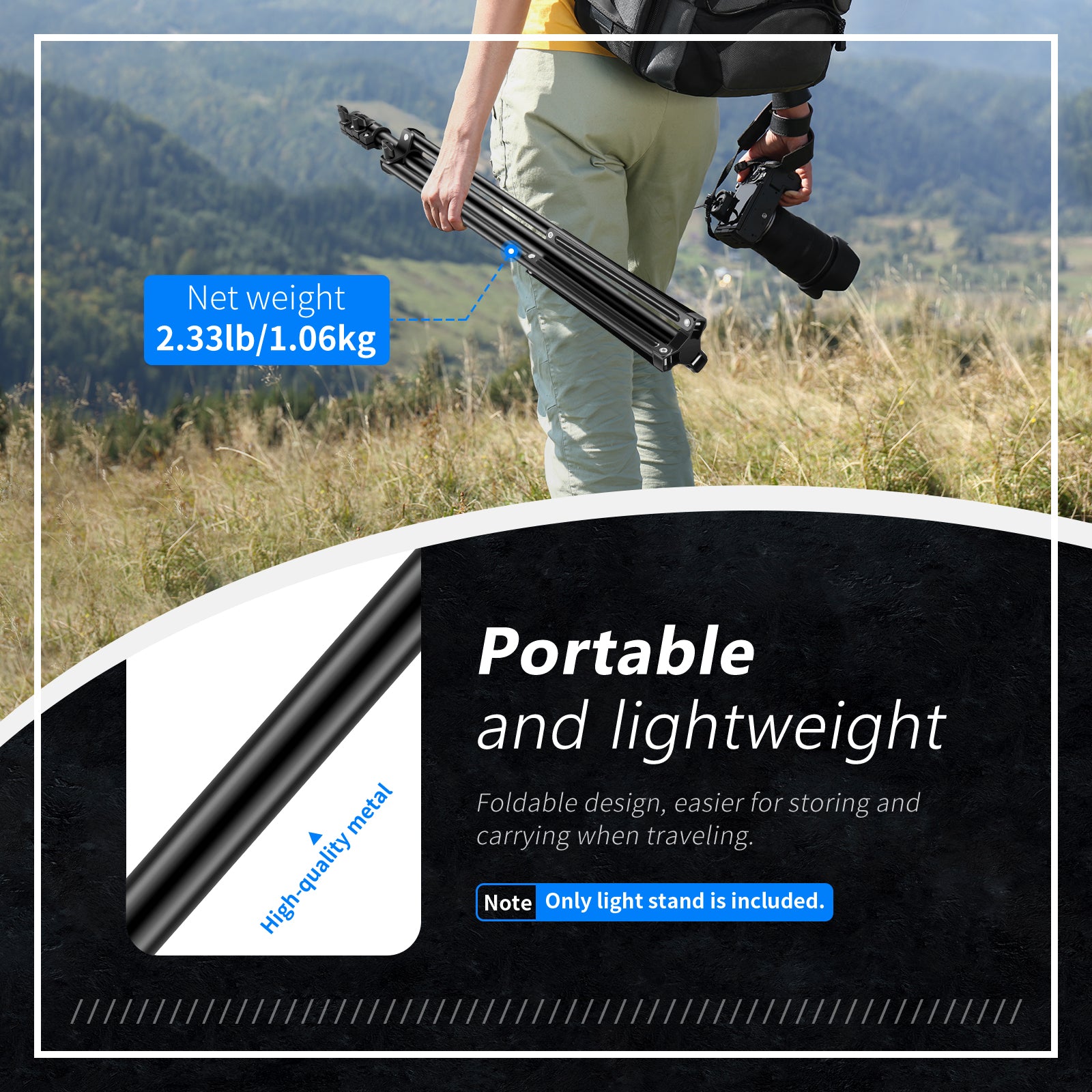 NEEWER ST 190 190cm Professional Photography Light Stand - Heavy Duty Aluminum Tripod for Studio, Video, YouTube & Portrait Photography