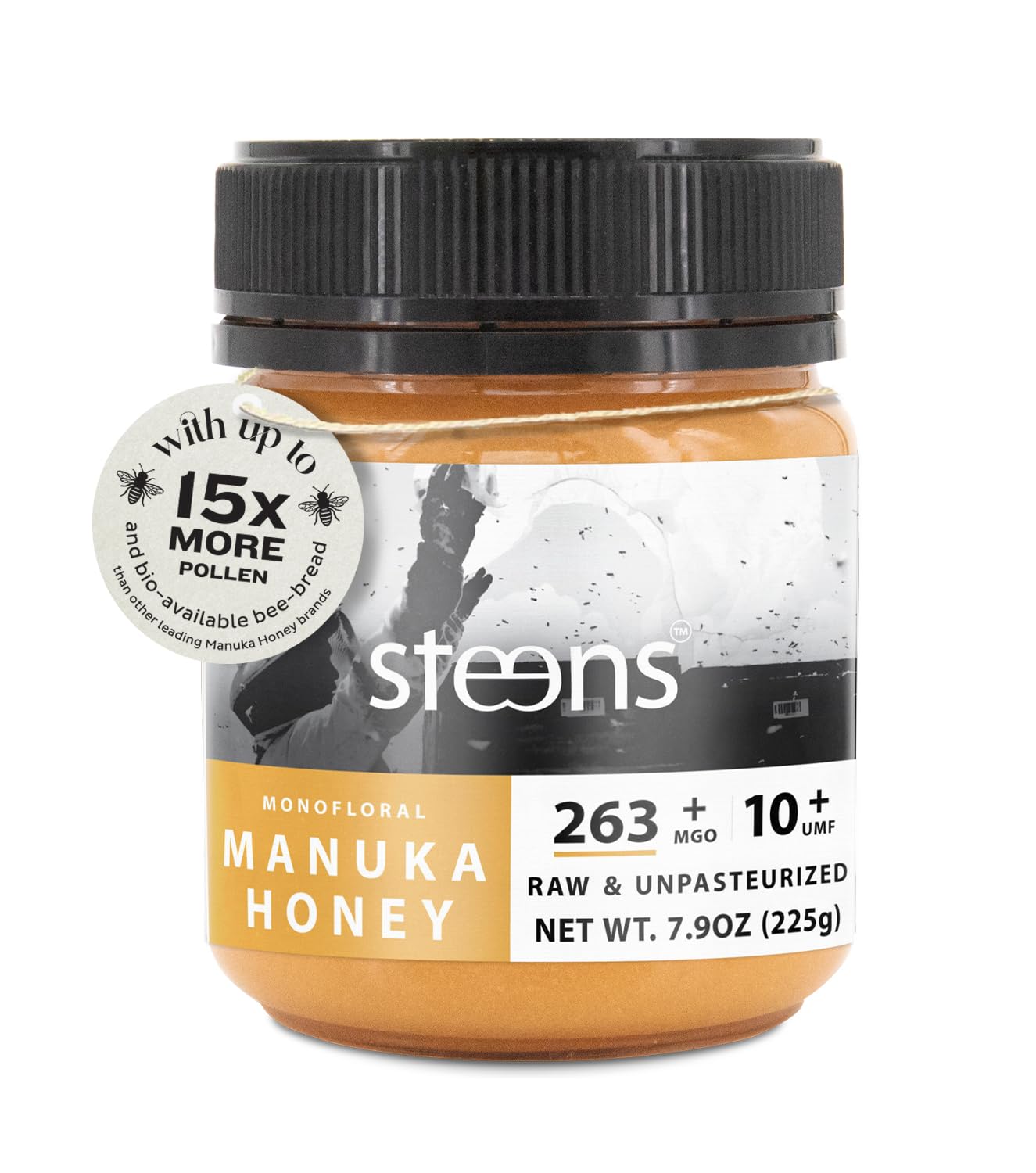 Steens UMF 10+ Manuka Honey 7.9oz - Pure Raw NZ Honey for Immunity & Wellness