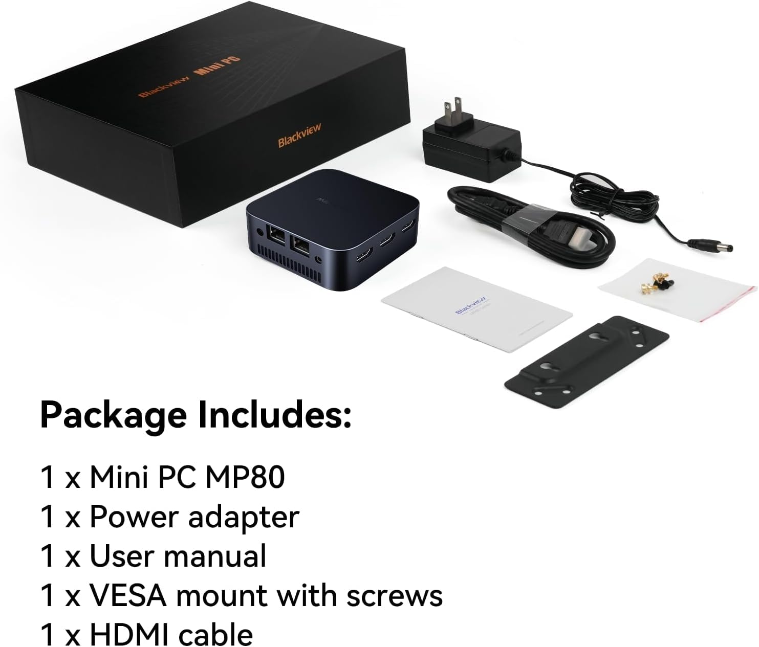 Blackview MP80 Mini Gaming PC - Intel N97 Processor (Up to 3.6GHz, Beats N100/N95) with 16GB DDR5 RAM & 512GB M.2 SSD, 4K Dual HDMI, Gigabit Ethernet - Compact Desktop Computer for Home Office, Business & Gaming | VESA Mountable