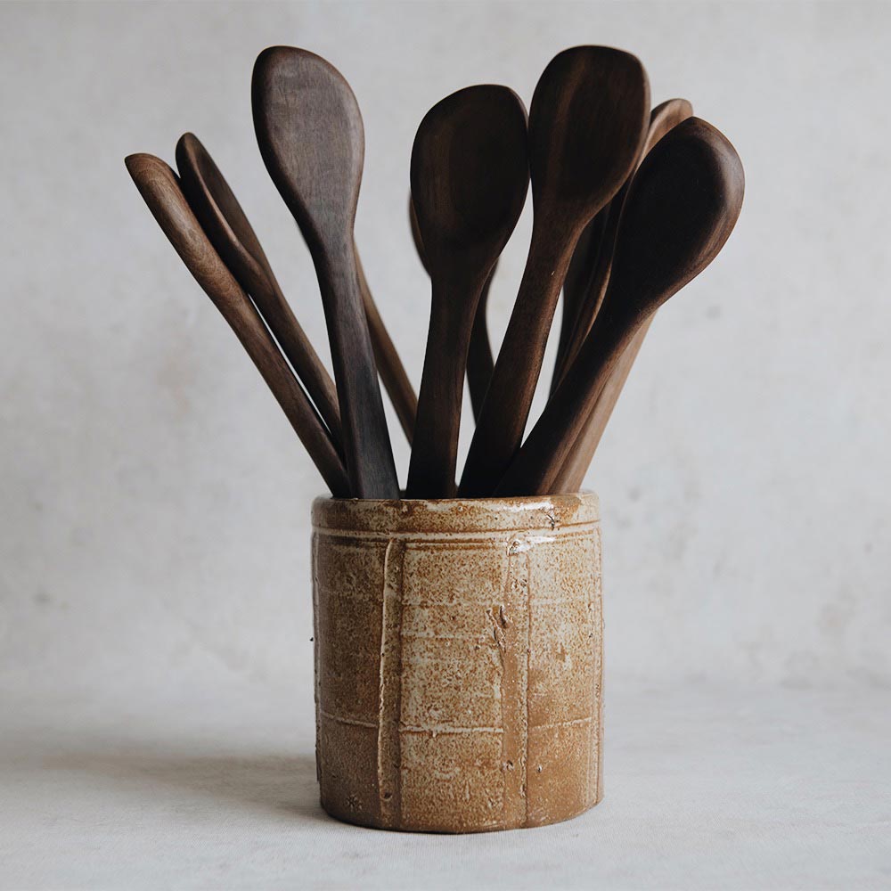Hand Carved Walnut Wooden Cooking Spoon - Natural Wood Kitchen Utensil for Stirring, Mixing & Serving - Perfect for Soups, Sauces & Baking