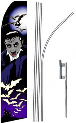 5 Pack Halloween Dracula 15' Swooper Feather Flags Kit - Outdoor Yard Decorations for Halloween Party, Haunted House, and Spooky Decor