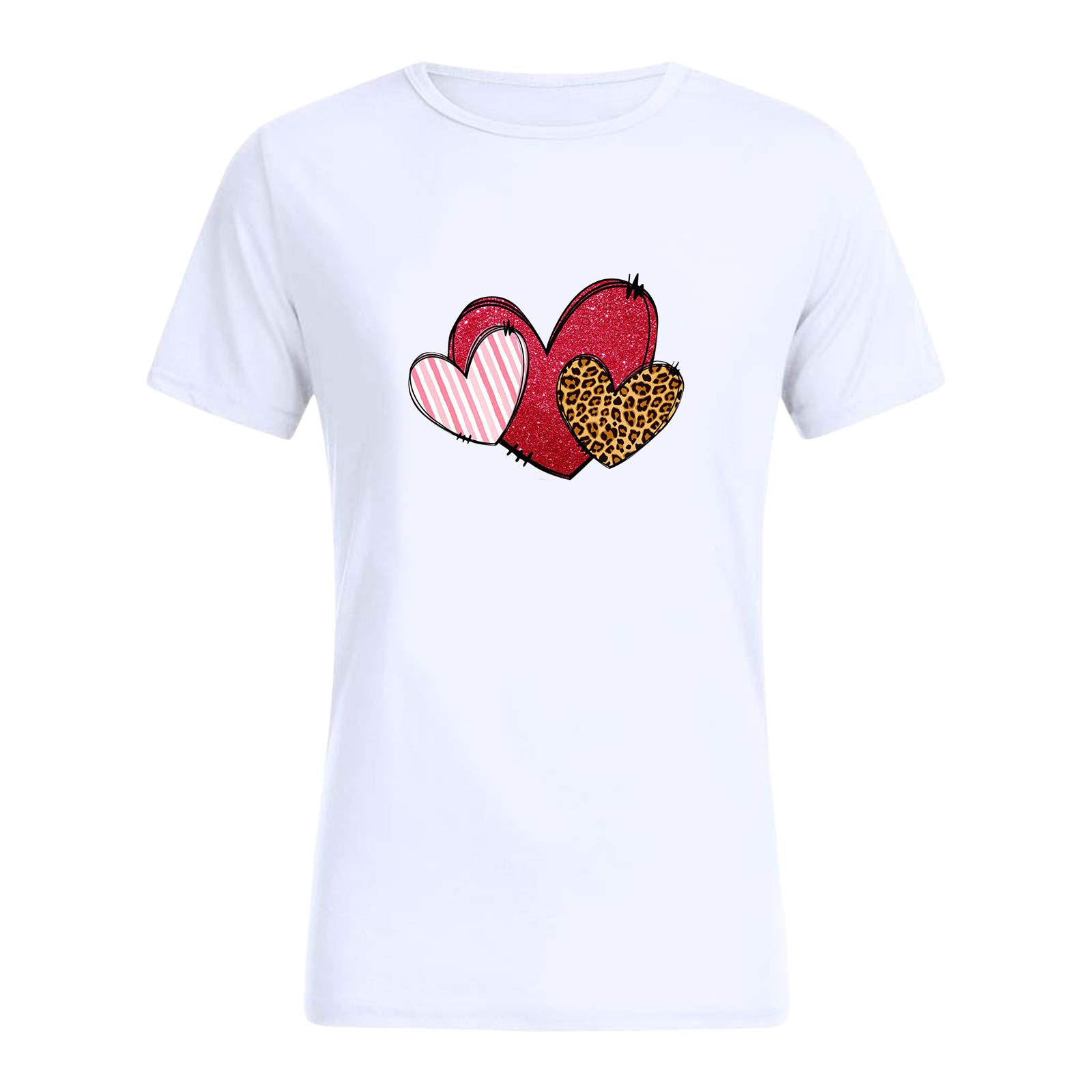 Valentine's Day Women's Casual Short Sleeve Sweatshirt - Cute Printed Blouse for Date Night, Dinner Out & Casual Wear