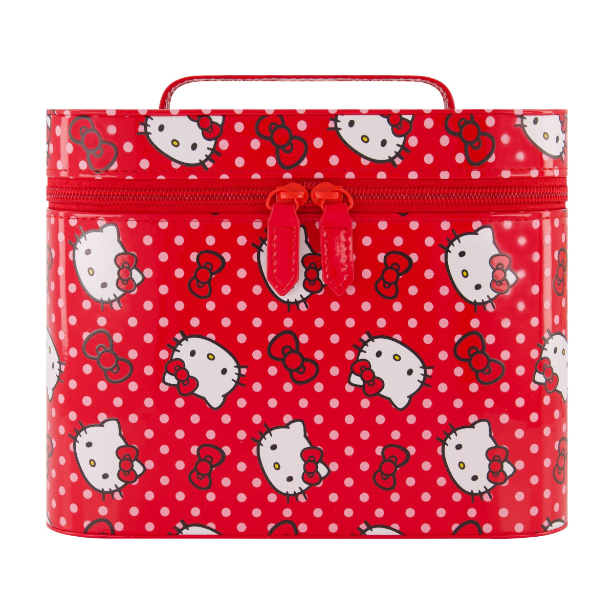 Sanrio Hello Kitty Red Polka Dot Makeup Bag with Mirror - Cute Travel Cosmetic Case for Girls, Women | Perfect for Travel, School & Daily Makeup Organization