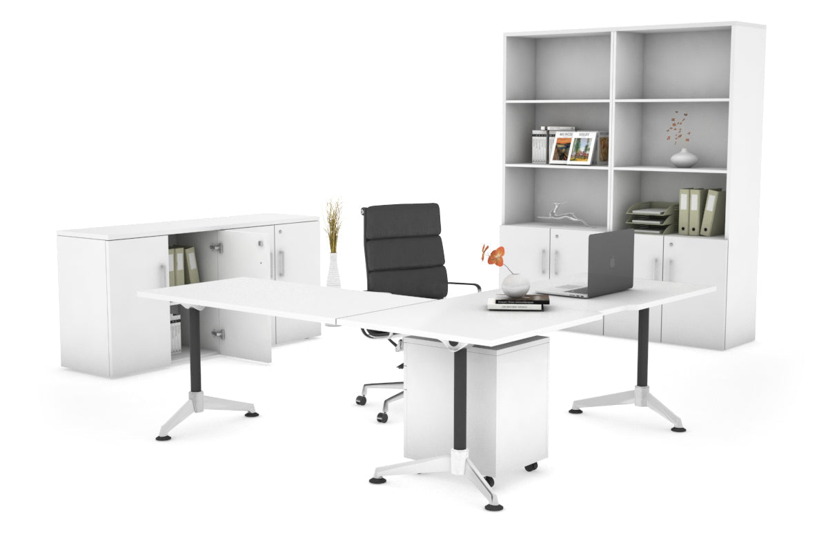 Premium L-Shaped Corner Executive Office Desk - Blackjack [1800L x 1800W with Cable Management] for Home Office & Workspace Setup