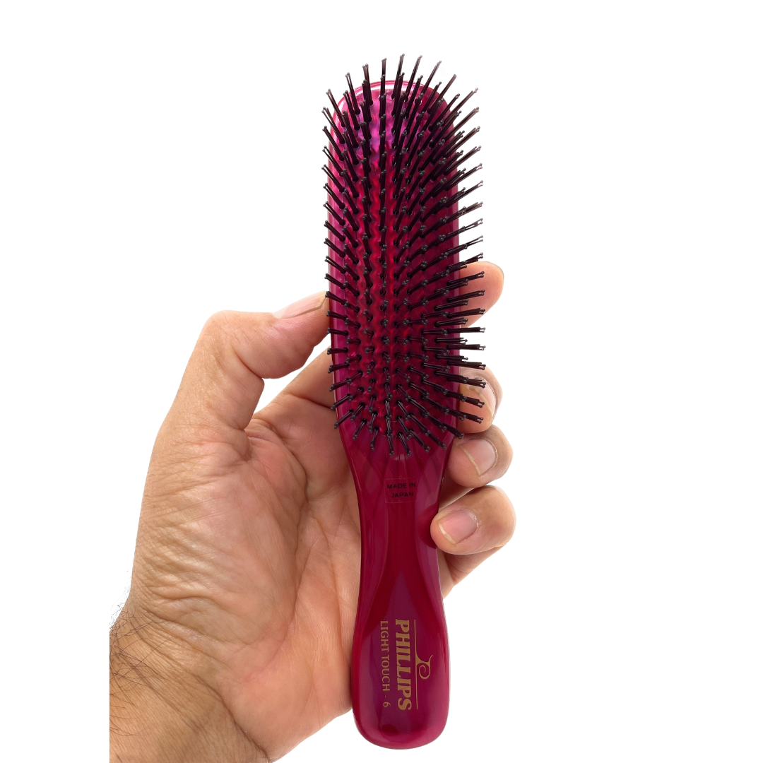 Philips Brush Light Touch 6 Gem Nylon Bristle Hair Brush - 9 Row Unisex Detangling Brush for Smooth & Shiny Hair | Perfect for Daily Styling, Salon Use & Travel