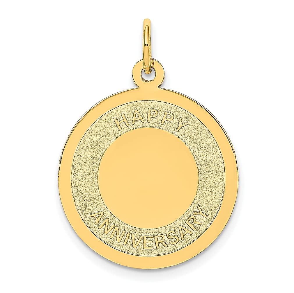 14K Yellow Gold Happy Anniversary Charm Necklace for Women - Elegant Pendant Gift for Wife, Girlfriend, Mother - Perfect for Anniversaries, Valentine's Day, Birthday & Special Occasions