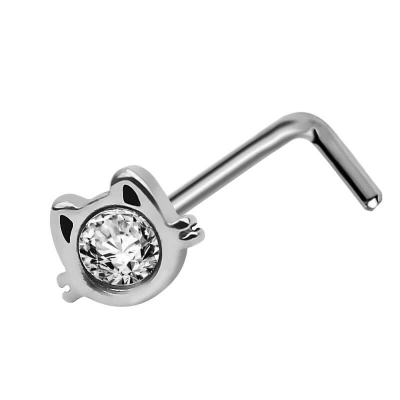 Hello Kitty L Bend Nose Stud - Cute Cartoon Nose Ring for Women | WH0427 | Perfect for Everyday Wear, Parties & Gifts