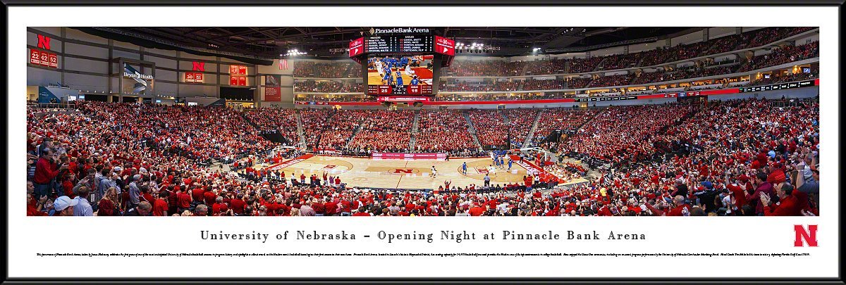 Nebraska Basketball Poster - Blakeway Panoramas College Sports Wall Art for Game Room & Fan Cave Decor