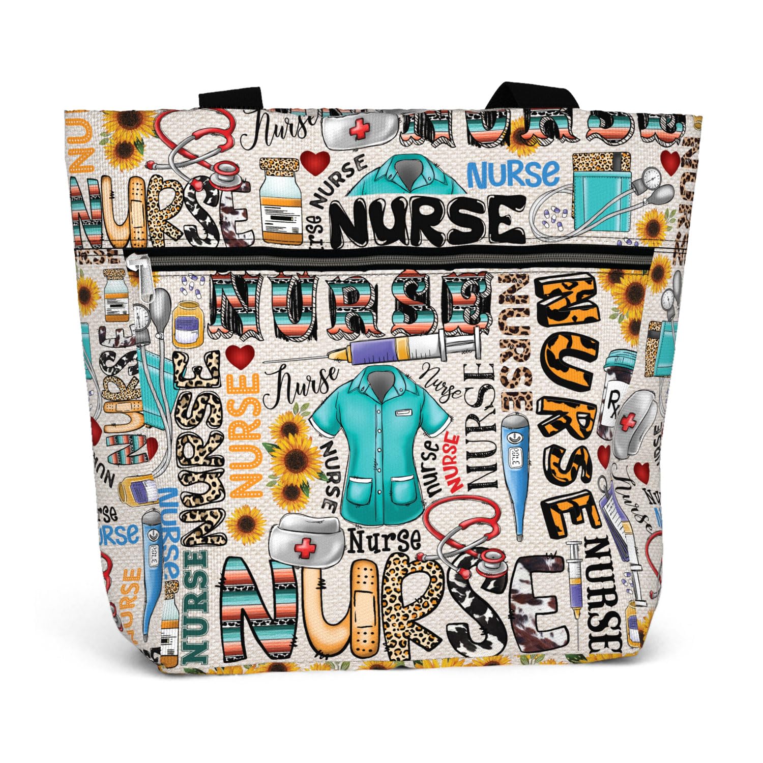 84hoods Large Waterproof Tote Bag with Multiple Pockets & Zipper Closure - Durable Work Bag, Perfect Nurse Gift, Stylish Shoulder Bag for Women - Ideal for Work, Travel, Shopping & Daily Commute