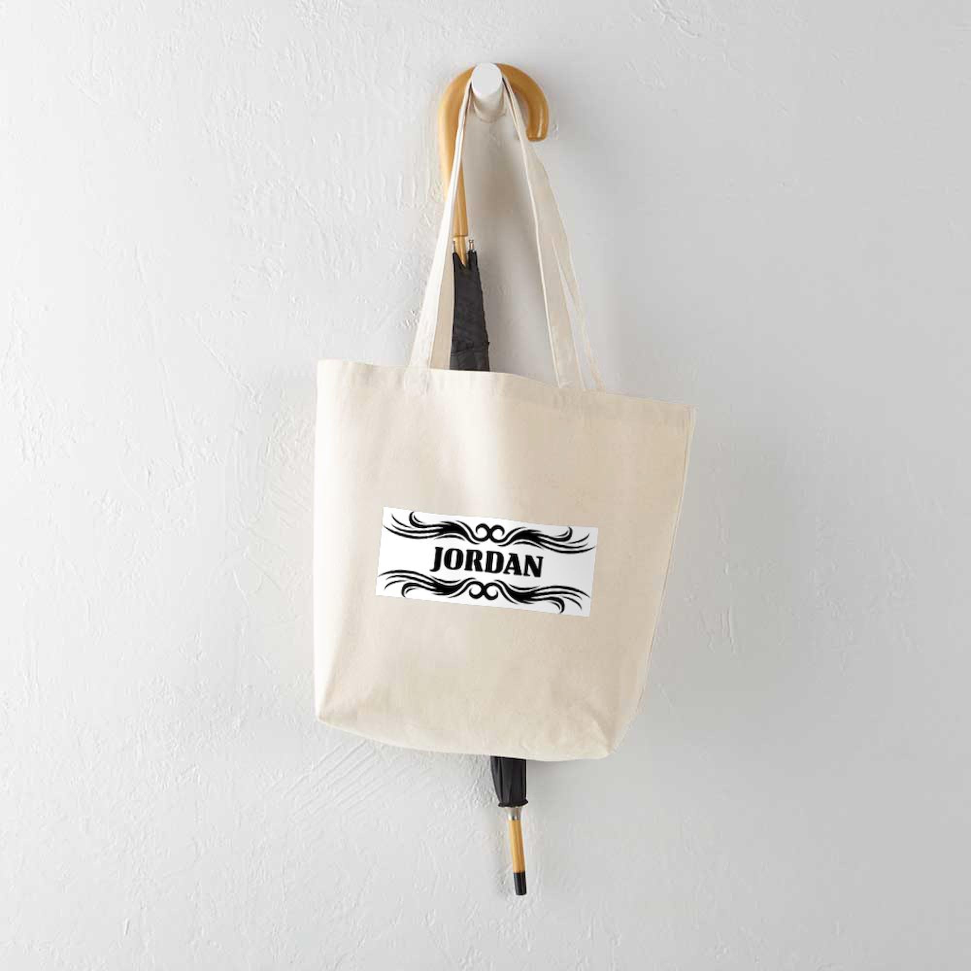 Tribal Jordan Tote Bag - Natural Canvas Reusable Shopping Bag for Women & Men - Eco-Friendly Grocery Tote for Beach, Gym, Work & Travel